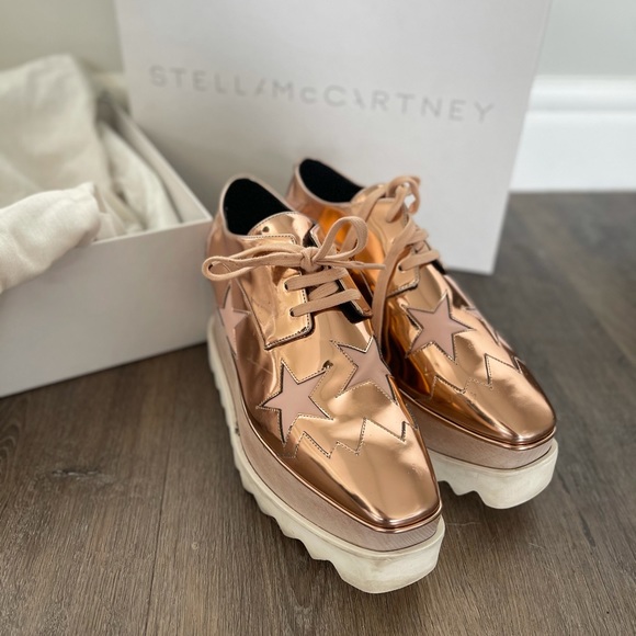 Stella McCartney RoseGold Metallic Stars Derbys - Picture 3 of 4